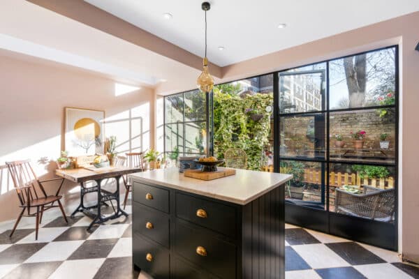 kitchen extension | retro tiling | Industrial steel bifold doors | bifold doors | Simply extend